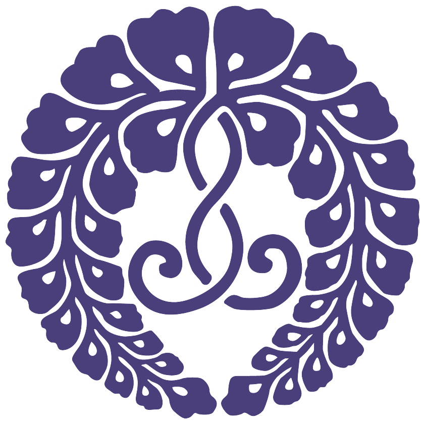 Papaikou Hongwanji Mission crest: purple descending-wisteria emblem